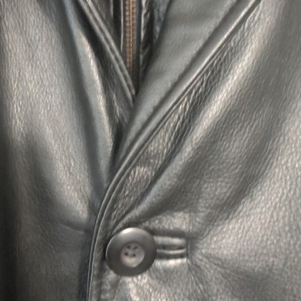 Wilsons Leather Jacket Outside Zip & Buttons Men's M Black Thinsulate Lined - Picture 3 of 16